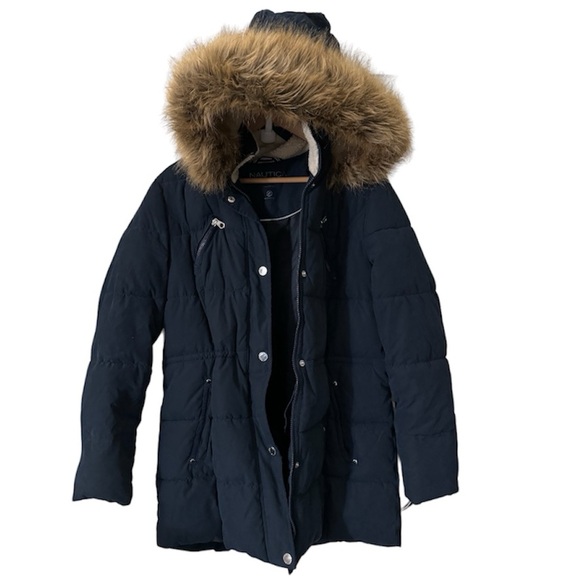 [Nautica] Women's Microfiber Parka Down Coat - Picture 3 of 6